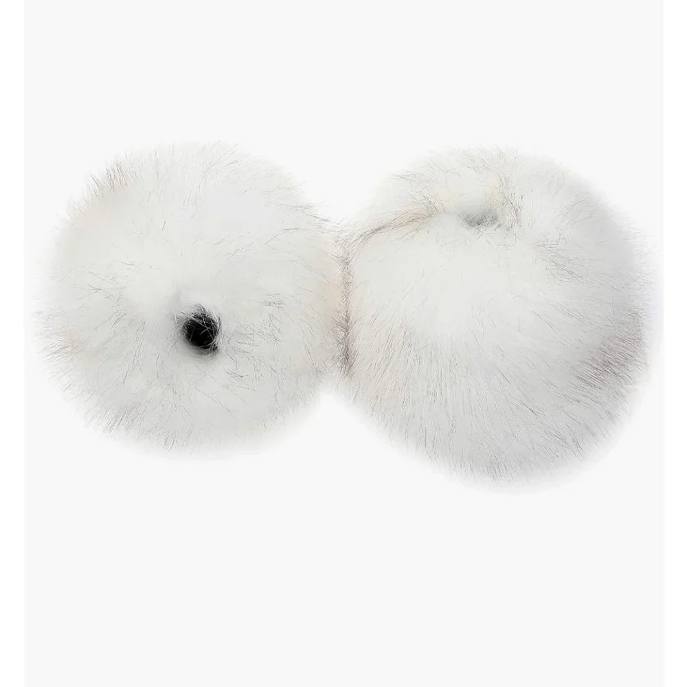 White Fuzzy Faux Fur Pom Pom Wrist Cuffs Furry Bands Arm Warmers‎ Boot Covers
